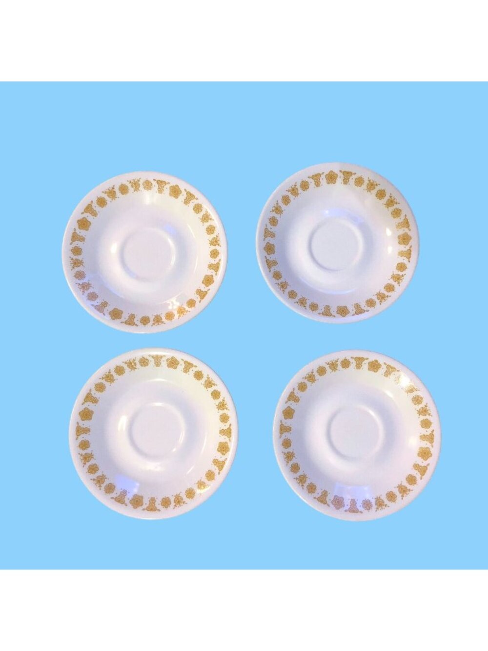 Vintage Corelle Butterfly Gold Saucer Plates Set of 4 6 1/8" 1970s Used